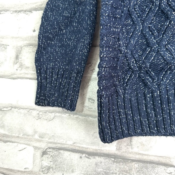 Cat & Jack Baby Boy Navy Long Sleeve Shawl Collar Cable Knit Pullover Sweater - Picture 2 of 7